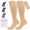 360 Relief Calze Compressione Graduata Donna e Uomo - 2 Coppie Solido Colore Gambaletti Compressione Graduata per Sports, Running, Viaggio, Ciclismo, Lavoro - S/M Beige con Borsa Lavanderia
