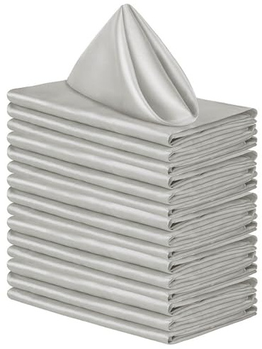Wambere 12 Stück Stoffservietten Servietten Quadratisch,Wiederverwendbare Napkins Cloth,Waschbare Servietten Stoff,Tischdekoration für Indoor Outdoor Partys Hochzeit Geburtstag Familie,Grau,30x30cm
