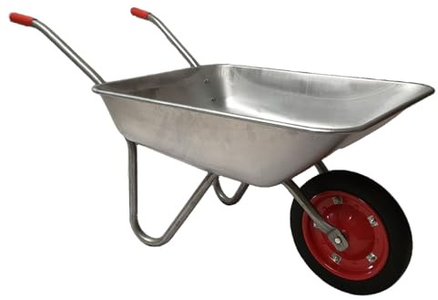65 Litre 60kg Capacity Galvanised Samuel Alexander Metal Garden Wheelbarrow with Solid Puncture Proof Tyre