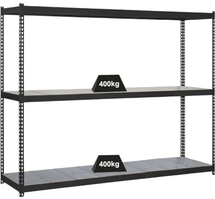 PROREGAL Schwerlastregal MID Metal YETI Three | HxBxT 150x120x60cm | Fachlast 400kg | Anthrazit | Regal Standregal Werkstattregal Lagerregal Kellerregal