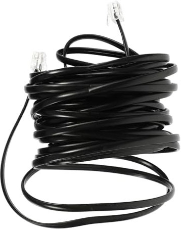 Hoement Cavo Telefono Corto Nero 7,6 Metri 6p4c in Rame e Pvc Morbido Resistente per Telefoni Fissi Uso Domestico