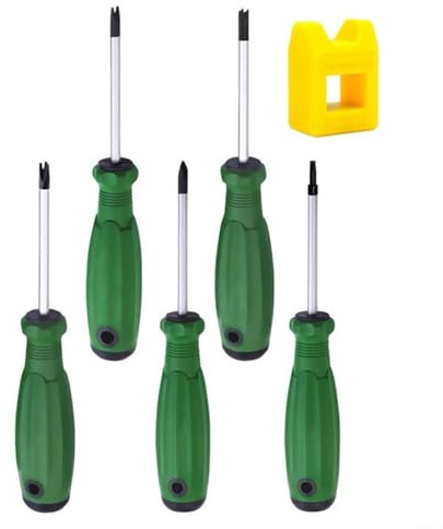HEIBTENY Set di 5 cacciaviti magnetici con magnetizzatore, strumenti di precisione in U/Y, croce interna/triangolo/forma a 3 punti