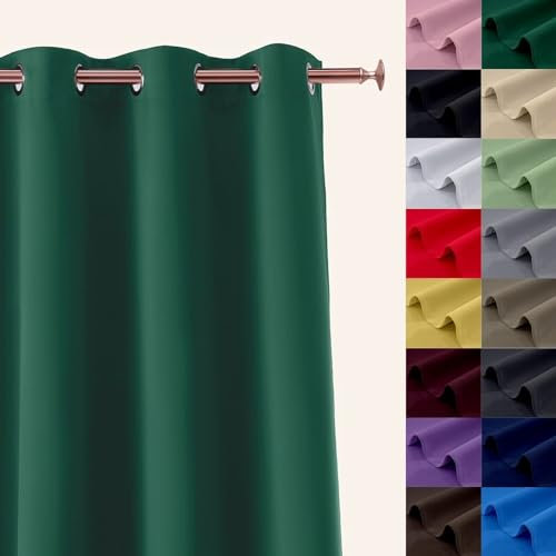 WUXXIANG Gardinen Blickdichte Vorhänge 90 x 35 cm Größe Und Farbe Wählbar, Dekoschal Fensterschal für Schlafzimmer, mit Raffhalter für Küche Fensterdekoration, Grün
