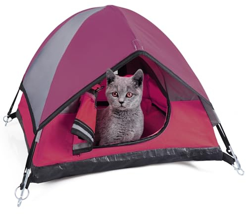 Cat Camping Tent, Cat Tent Bed, Pet Tent for Indoor Cat and Small Dog, Mini Tent (Red, 21 x 21 x 14 Inches)