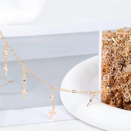 Bunte Kettenglied-Rollen, Handarbeit Farbe Kette ， 1 Meter Kristall-Charm, 4 mm, Strass-Perlen, Kupferketten for Halskette, Armbänder, Schmuckherstellung, DIY-Zubehör(18)