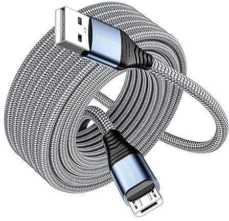 Bohconn Micro USB Kabel 6M,Nylon Ladekabel High Speed Android Handy Ladekabel für Samsung Galaxy S7/ S6/ S4/ J7/ J5/ Note 5, Huawei P Smart, Redmi, Nokia, Kindle, Wiko - Grau