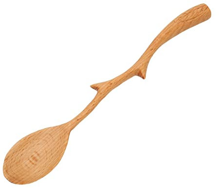 Cucharas de Ramita de Madera, Rama de Sopa de Mango Largo de Estilo Japonés, Mango de Café con Cucharada de Madera para Barra de Cocina y Restaurante (Wood Log(9.3x1.6in))