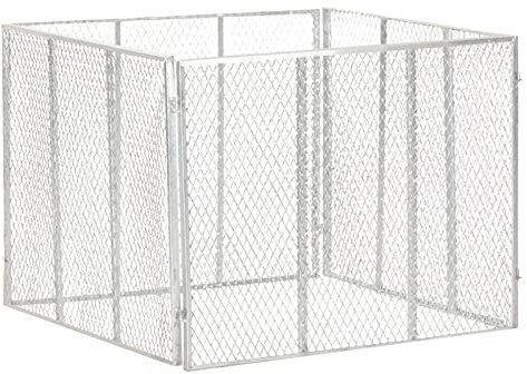 Gecheer Compostiera da Giardino 100x100x77 cm in Ferro Zincato,Composter,Contenitore per Compost da Esterni,Bidone per Compost,Raccogli Rifiuti da Giardino,Foglie,Erbacce,P146150