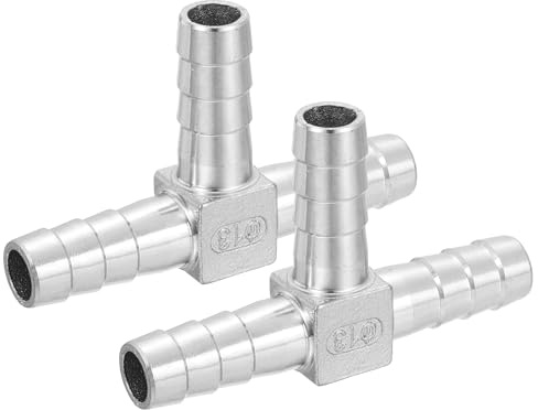 QUARKZMAN 2 Stk 1/2 T Stück Schlauchstutzen ReduzierStk Rohrverschraubung, 304 Edelstahl 3 Wege Rohr Schlauch Rohrfitting Adapter für Vakuumsysteme Industrielle Rohrverbindungen, Silber
