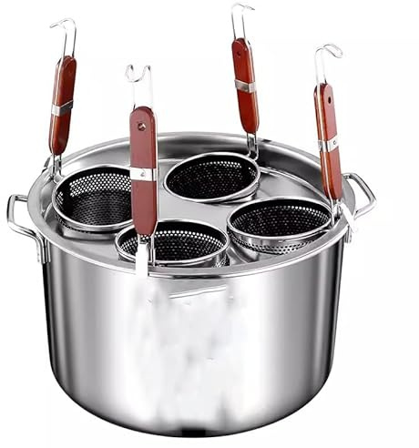 Set per la cottura della pasta in acciaio inox, pentola multifunzione con 4/5 fori, con divisorio e colino per uso domestico, perfetto per cucinare e scolare facilmente.