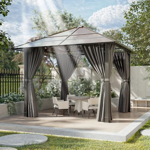 Devoko Pavillon 3x3 Wasserdicht Stabil Winterfest,Aluminium Gartenpavillon,Pavillon mit Festem Dach Protection UV,Geeignet für Außenszenen,Grau