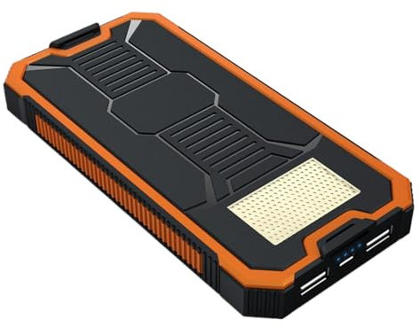 Solar Power Bank – Batteria esterna 20000 mAh | Caricatore portatile a pannello solare | Pad di ricarica wireless con torcia elettrica | Caricabatterie solare per telefono da campeggio | Power Bank