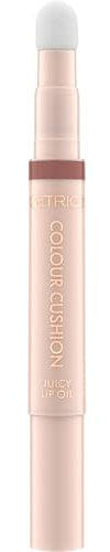 Catrice Colour Cushion Juicy Lip Oil 050 Drenched Drama in marrone, colore delicato, olio labbra nutriente, facile da applicare, non appiccicoso, 1,8 ml