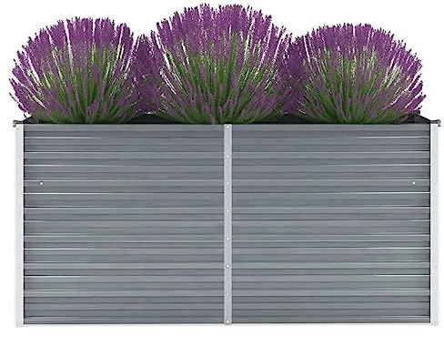 Garten-Hochbeet with Verzinkter Stahl, Witterungsbeständig, Hochbeete für Garten, Hoch Beet Garten, Balkon Pflanzkasten Balkon, Grey, 160x40x77 cm