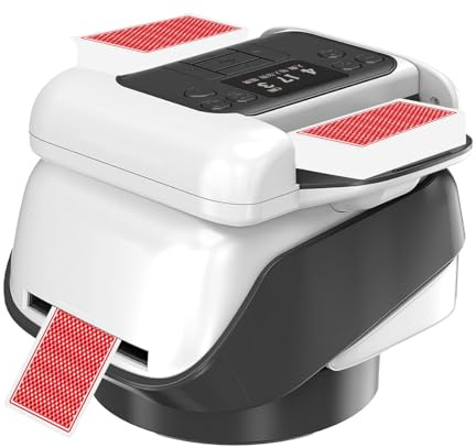 HAMON 2 en 1 Distribuidor Barajador de Cartas Automático, Rotación de 360° Mezclador de Cartas Eléctrico para 1-8 Jugadores, barajador Recargable para UNO, póquer, Texas Hold Em y Blackjack