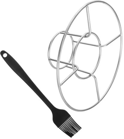 ibasenice Parrilla para Pollo Parrilla y Costillar De Pollo Juego De 2 Unidades De Acero Inoxidable Doblable Pincel De Silicona Resistente y Práctico para Asados Casa