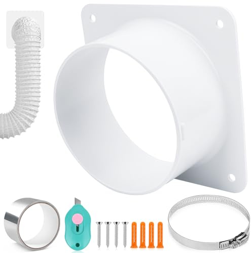 Bride de Raccordement 100mm Bride de Connecteur de Conduit D'aération Brides de Tuyau Droite en Plastique ABS Murale Flange Carre pour Système de Ventilation de Chauffage et de Refroidissement