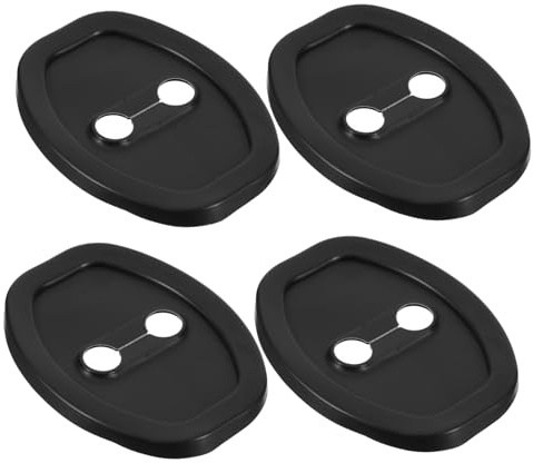 ASAKKURA 4pcs Car Door Lock Protective Cover Silicone Latch Protector Anti-rust Shock Absorption Pads for Vehicle Door Noise Reduction Car Accessories Black