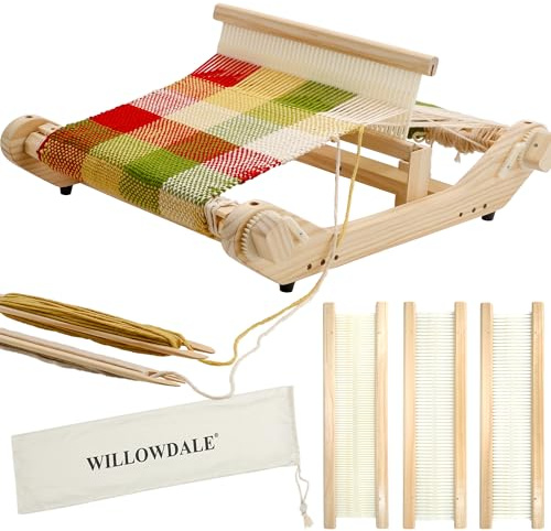 WILLOWDALE 16(40cm) Rigid Heddle Loom, Weaving Loom Kit with Shed Stick | Wooden Multi-Craft Weaving Loom for Adults, Threads Warping Frame with Pegs and Yarn Stand, Frame Loom for Beginner