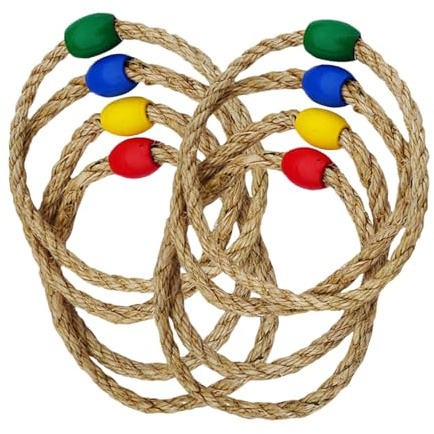 DECOMELODY 8 pièces Jeu de Lancer Anneaux Corde Naturelle Éducatif Extérieur pour Garçon Fille Développement Coordination Main-œil Activité de Plein Air pour Jardin et Couleur Aléatoire