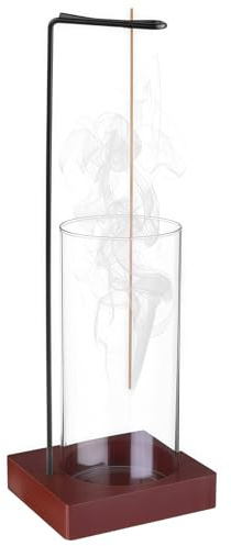 Incense Holder,Wooden Upside Down Incense Holder for Sticks Ash Catcher Catching Room Censer Holder Tea Room Home Decoration for Yoga Meditation (Incense holder （With Glass Ash Catcher）)