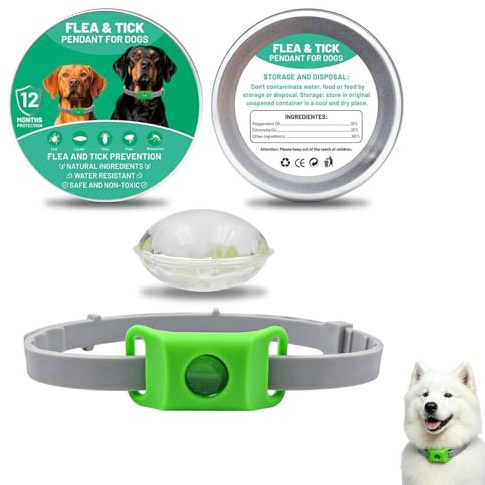 Aquality Pets Collare Antiparassitario Naturale per Cani,Ciondolo Repellente per Pulci E Zecche,Protezione Naturale (green)
