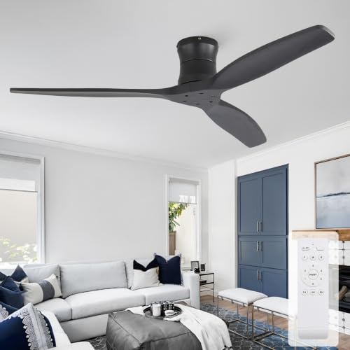 Sofucor 132 cm Ventilatore da Soffitto con Telecomando, Legno Massello | Motore DC Silenzioso, Timer, 3 Temperature di Colore, 6 Velocità, Modalità Estate/Inverno per Soggiorno