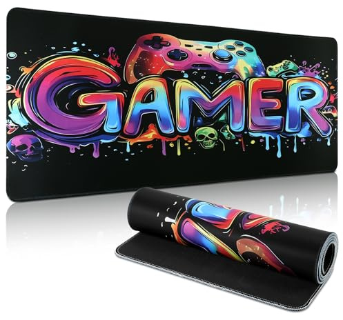 Yimomoyi Tapis de Souris XXL Gaming 800 x 300mm, Grand Tapis Bureau Antidérapant avec Bord Double Surpiqûre, Tapis Clavier Souris pour Gamer et Travail, Mouse Pad Extra Large