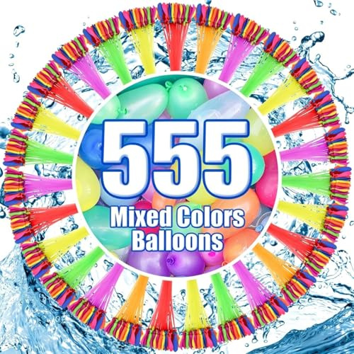 Bambebe Globos de Agua Relleno Rápido 555 Piezas, Globos Autosellantes, Relleno en 10 Segundos, Globos de Látex Ecológicos para Actividades de Verano al Aire Libre