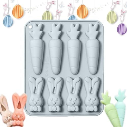 per coniglietto in silicone, stampo per fondente coniglietto pasquale,Simpatico stampo antiaderente per carote per Pasqua - Stampo per dolci pasquali, per conigli fai-da-te per decorazioni per