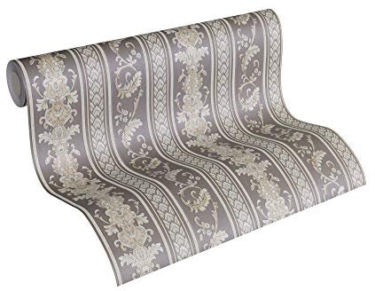 A.S. Création Vliestapete Hermitage 10 Tapete klassisch neo-barock 10,05 m x 0,53 m grau schwarz Made in Germany 335475 33547-5