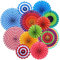 Yotako 12Pcs Party Decorations​​, Reusable ​​Paper Fan Decorations​​ with 3 Sizes & Clips, Colorful Mexican Party Paper Decorations​​ for Birthdays, Carnivals, Indoor/Outdoor Events