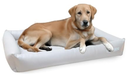 dogsfavorite, Hundebett Starter aus Kunstleder, Hundekissen, Pflegeleicht, 100 x 75 cm, weiß