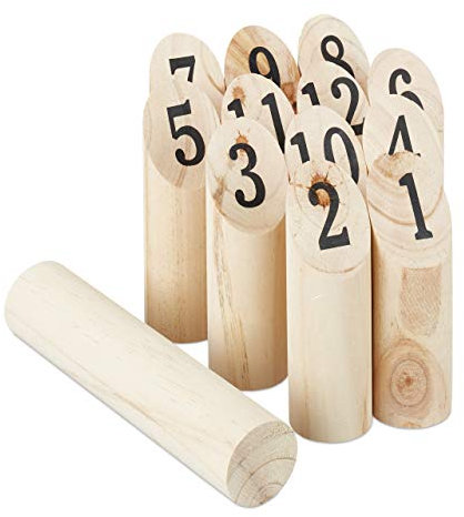 Relaxdays Kubb Wikingerspiel, skandinavisches Wurfspiel, Holz, mit Tasche, Outdoorspiel für Erwachsene & Kinder, natur