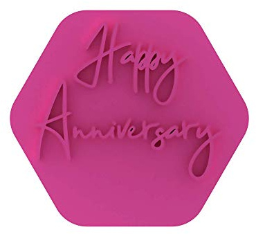 LissieLou Happy Anniversary Keksstempel für Hochzeit, Liebe, Zuckerguss, Fondant, Hellrosa