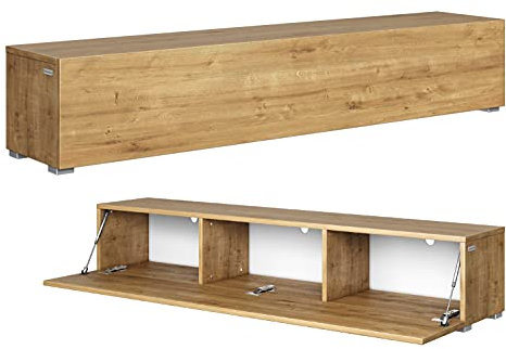 PLATAN ROOM Fernsehschrank TV-Lowboard 105/140 / 160/210 / 280 Eiche Gols Hängend Oder Stehend Matt (160 x 30 x 32, Eiche Gold)