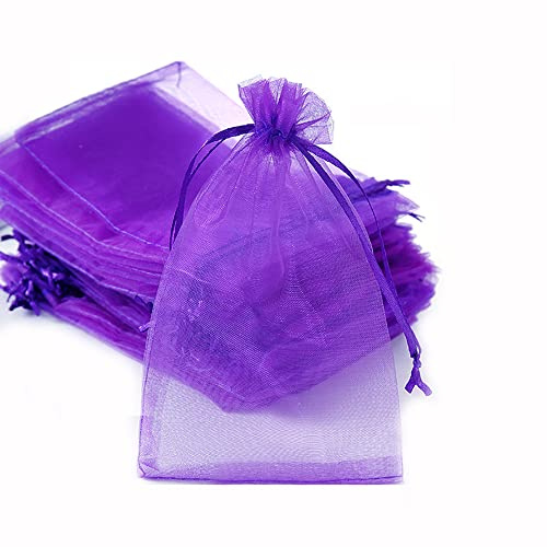 50 Stück Organza Säckchen Zum Befüllen,Organzabeutel Geschenkbeutel Kordelzug Säckchen Organzasäckchen für Festival Party Hochzeit Bonbonsbeutel,Schmuckbeutel Lavendel Geschenk Säckli,7x9cm Violett
