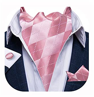DiBanGu Seide Ascot Krawatte Taschentuch Manschettenknöpfe Paisley Schottenkaro Hochzeit Geschenkset | Paisleymuster, selbstgebundene Krawatte, einfach zu kombinieren, Taschentuch, Manschettenknöpfe, Hochzeit, Business, Party