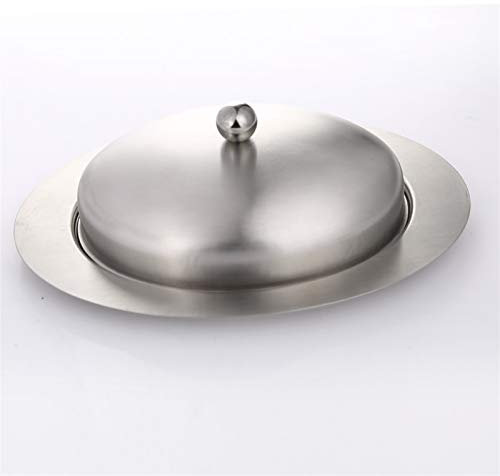 Mantequillera 1 piezas de mantequilla de mantequilla de mantequilla de acero inoxidable contenedor de almacenamiento del servidor elegante con un tapa fácil de mantener la tapa 19.5x13.5x6.8cm (plata)