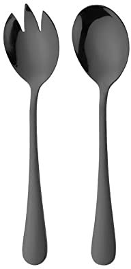 ARFUKA Salatbesteck Edelstahl Salatgabel und Servierlöffel Servieren Besteck Schwarz