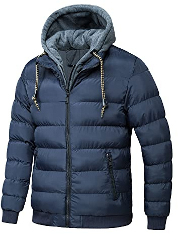 TONY BACKER Giubbotto Jacket Giacca Uomo Invernale con Cappuccio, Giubbino Giacchetto Uomo Giubbini Giubbotti Invernali Caldo Antivento (IT, Testo, M, Regular, Regular, Blu-3)