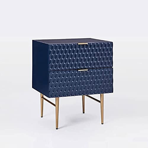MRDAER Geometric Bedside Cabinet，Nordic Luxury Bedside Table，night Stand 2 Drawers，Bedroom Bedside Cabinet，Metal Fashion Bedroom Creative Lockers 40 * 50 * 60cm(Color:blue) The New