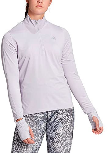 Adidas Damen T-Shirt (Long Sleeve) Fast 1/2 Zip, Silver Dawn, HR5704, M