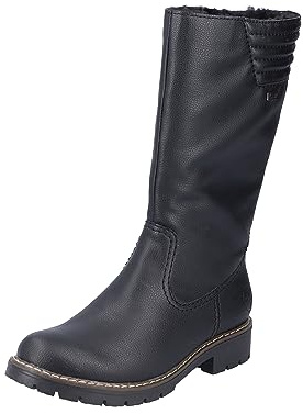 Rieker Damen Stiefel Hochschaftstiefel Slipper gefüttert schwarz schwarz