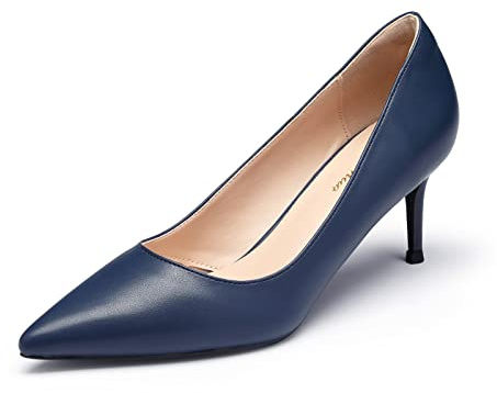 GENSHUO Escarpins à Talons Bas pour Femmes Talons Aiguilles Élégants à Bout Pointu 6CM/2,36 Pouces Chaussures à Talons Hauts pour Le Travail de Mariage en Soirée