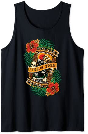 American Traditional Tattoo Old School Flash Skull Sanduhr Tank Top