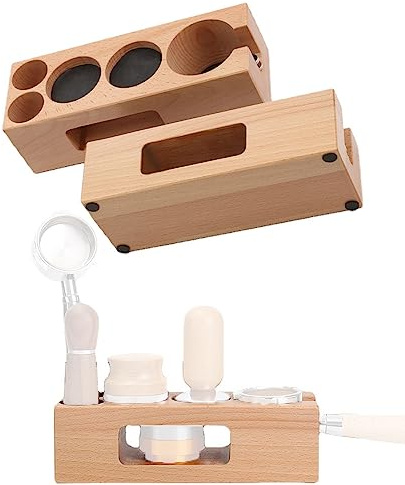 zalati Tamping Station Tamper Holder Wood Espresso Coffee Filter Stand Portafilter Rack for Coffee Making - 51/54 mm