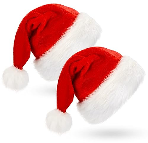 BOSONER Weihnachtsmütze Nikolausmütze Plüsche Weihnachtsmann Mütze: Rote Santa Mütze Warm Dicker Nikolaus Mütze - Weihnachtsmütze Erwachsene Weihnachtsmütze für Kinder - Familie Weihnachten