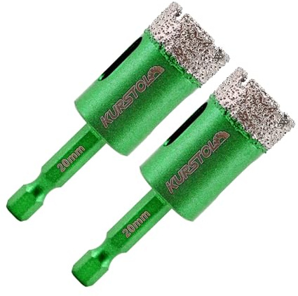 Porcelain Tile Diamond Drill Bits - KURSTOL 2pcs 4/5/20mm Dry Granite Hole Saw Kit for Ceramic Marble Stone,Diamond Core Drill Bit Kit Quick Change Shank Fixed on Drills