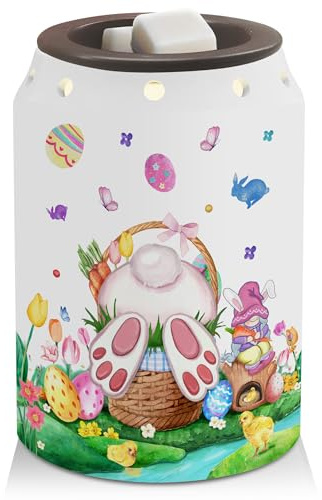 Cochpriet Easter Decor Wax Warmer, Easter Eggs Bunny Easter Decorations for Home Livingroom Kitchen Bathroom, Easter Spring Women Gifts, Ceramic Melt Warmer for Oil Candle, Electric Warmer Gifts